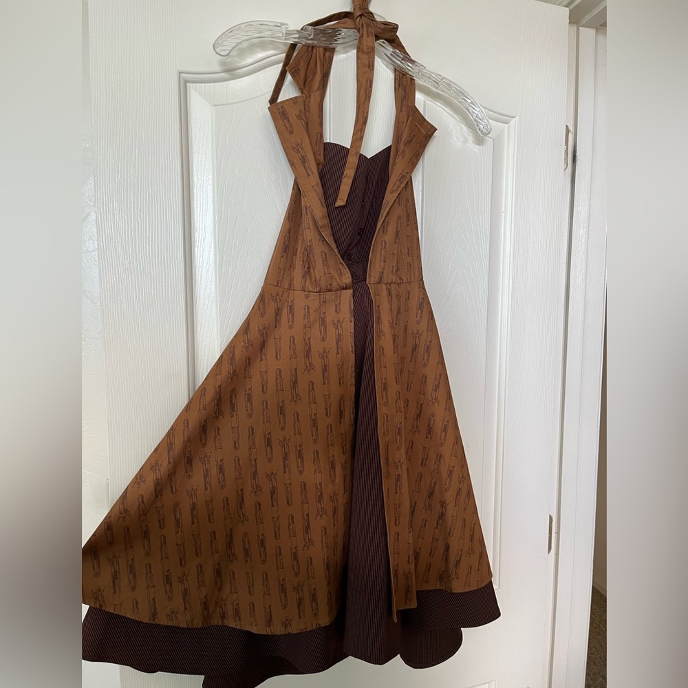Hot Topic Dr. Who brown halter dress - Picture 2 of 6